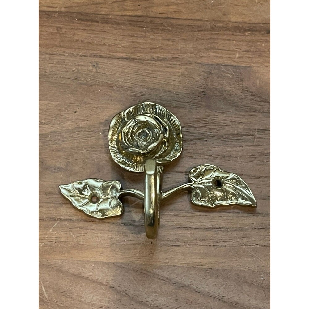 Vintage Brass Rose Wall Hook
